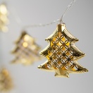 Wintergreen Lighting&reg Battery Operated LED Golden Metal Christmas Tree String Lights, 10 Lights