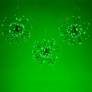 Green Starburst Lighted Branches with Green LED Twinkle Lights, 3 pc