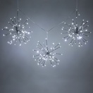 Silver Starburst Lighted Branches with Cool White LED Twinkle Lights, 3 pc