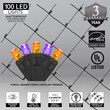 4' x 6' Halloween LED Net Lights - 100 Purple, Orange Lamps - Black Wire