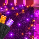 Purple, Orange 5mm LED Halloween Net Lights, Black Wire