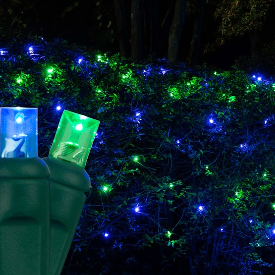 5mm 4' x 6' LED Net Lights - 100 Blue, Green Lamps - Green Wire