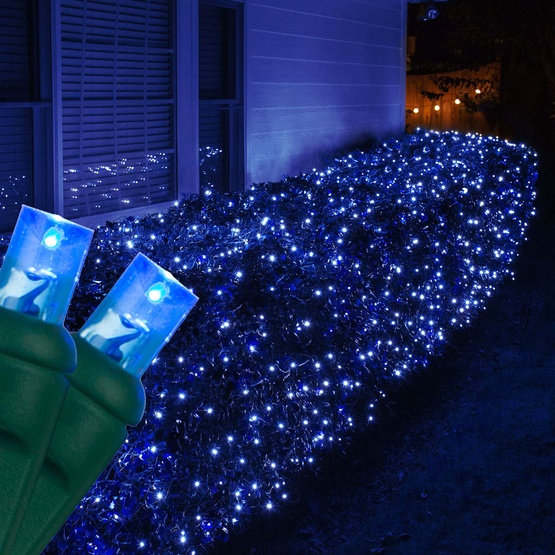 5MM 4'x6' Blue LED Net Lights, Green Wire