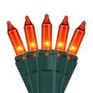 100 Amber / Orange Lights, 2.5" Spacing, Green Wire