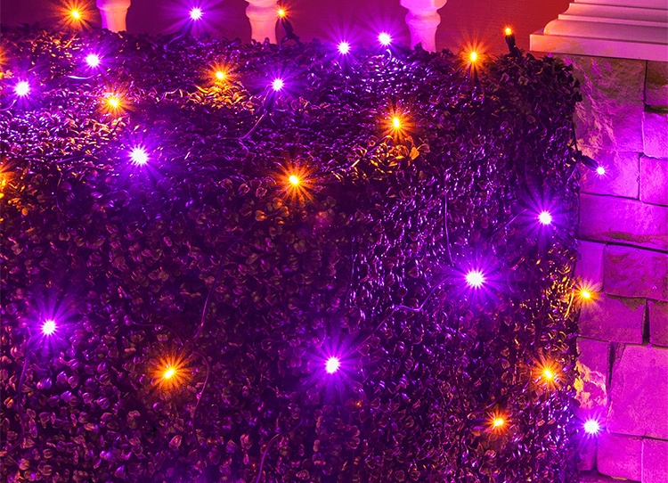 Orange and Purple Halloween Themed LED Net Lights