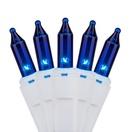 100 Blue Christmas Tree Mini Lights, 2.5" Spacing, White Wire