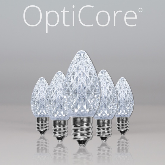C7 Cool White OptiCore&reg LED Christmas Light Bulbs, Box of 25