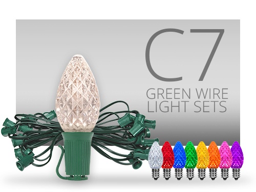 C7 Commercial Light String Green Wire Christmas Light Sets