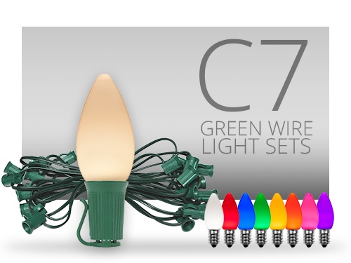 C7 Commercial Light String Green Wire Christmas Light Sets
