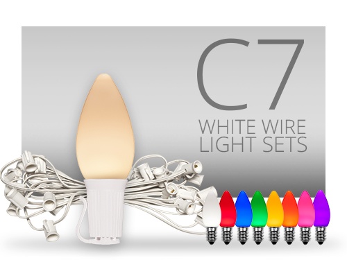 C7 Commercial Light String White Wire Christmas Light Sets