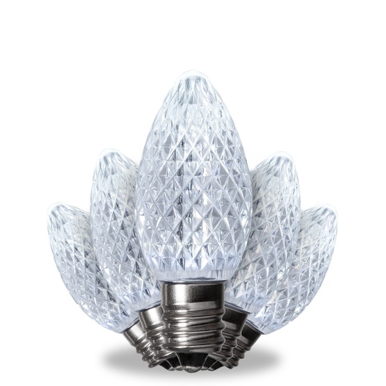 Kringle Traditions TM C7 120V Dimmable Cool White LED Christmas Light Bulbs