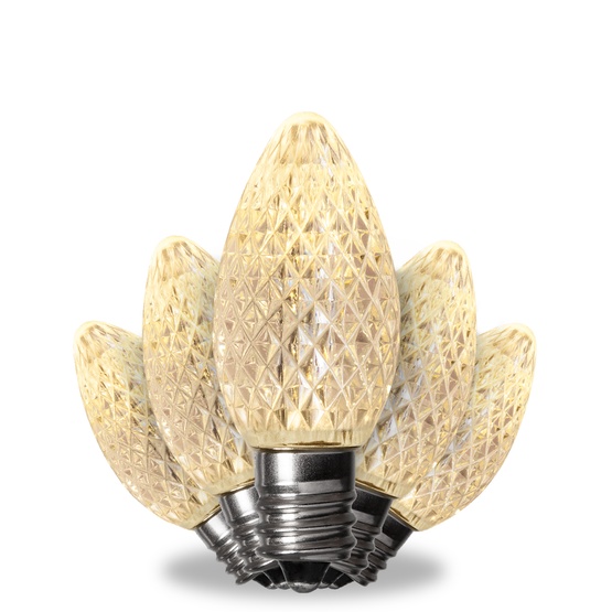Kringle Traditions TM C7 120V Dimmable Warm White LED Christmas Light Bulbs