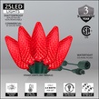Commercial 25 Red C9 LED Christmas Lights, 12" Spacing