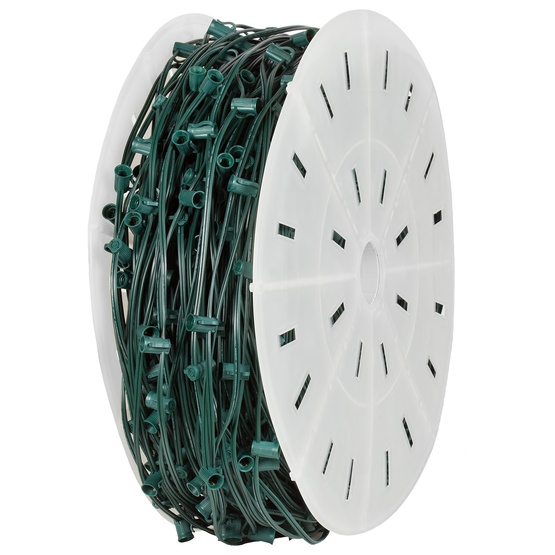 1000' C9 Commercial Light Spool, SPT1 Green Wire, 12" Spacing