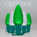 C9 Cool White / Green OptiCore&reg Commercial LED Christmas String Lights