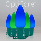C9 Blue / Green Smooth OptiCore&reg Commercial LED Christmas String Lights