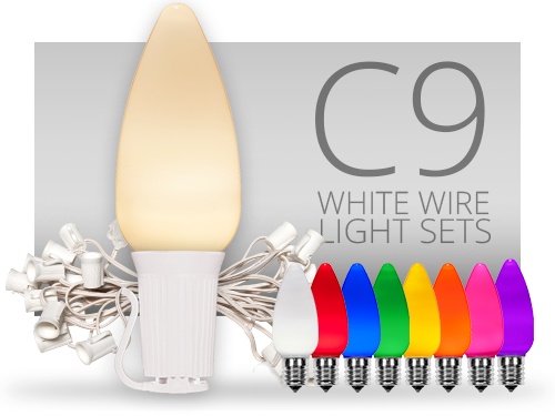 C9 Commercial Light String White Wire Christmas Light Sets