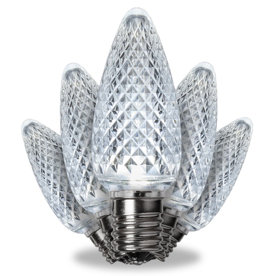 Kringle Traditions TM C9 120V Dimmable Cool White LED Christmas Light Bulbs