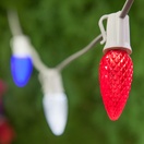 C9 Red, White and Blue OptiCore LED Patio Lights, White Wire