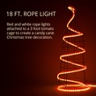 18' Red LED Rope Light, 2 Wire 1/2", 120 Volt