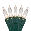 Commercial 100 Clear Christmas Mini Lights, 6" Spacing, Green Wire