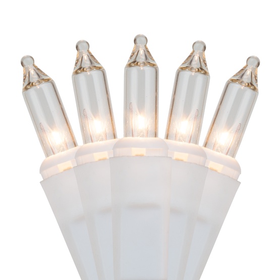 100 Clear Christmas Tree Mini Lights, 2.5" Spacing, White Wire