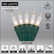 Commercial 100 Clear Christmas Mini Lights, 6" Spacing, Green Wire