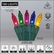 Commercial 100 Multi Color Christmas Mini Lights, 6" Spacing, Green Wire