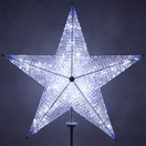 48" Shimmering Cool White & Blue LED Crystal 5 Point Star Tree Topper