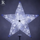 36" Shimmering Cool White & Blue LED Crystal 5 Point Star Tree Topper
