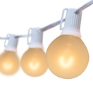 G50 Warm White FlexFilament TM LED Satin Globe String Lights, E17 Base, White Wire
