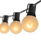 G50 Warm White FlexFilament TM LED Satin Globe String Lights, E17 Base, Black Wire