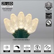25 C7 Warm White LED Christmas Lights, 8" Spacing