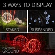 8" Warm White LED Christmas Light Ball, Fold Flat Brown Frame
