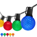 G50 Multicolor OptiCore LED Outdoor Party Lights, E17 Base, Black Wire
