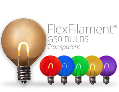 G50 Transparent FlexFilament Light Bulbs
