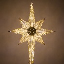 36" Shimmering Warm & Cool White LED Crystal 8 Point Star Tree Topper