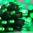 20 Green Battery Operated 5mm LED Christmas Lights, Green Wire