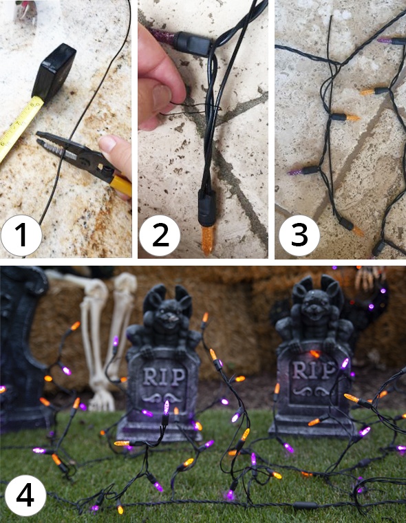 Spooky Graveyard Halloween Icicle Lights DIY Idea