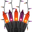 150 Purple / Orange Halloween Icicle Lights - Black Wire