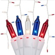 150 Red, White and Blue Icicle Lights - White Wire