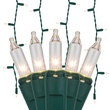 100 Clear Icicle Lights, Green Wire, Short Drops