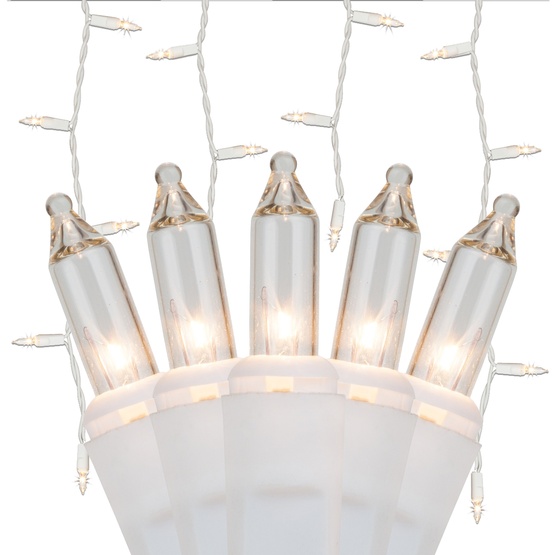 Clear Curtain Lights, 150 Lights on White Wire