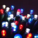 5mm LED Wide Angle Red, White and Blue Prelamped Light Set, Green Wire, Commercial