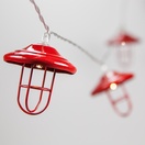 LED Red Lantern String Lights, 10 Warm White Lights