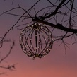 8" Warm White LED Christmas Light Ball, Fold Flat Brown Frame