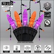 70 M5 Purple, Orange Halloween LED Icicle Lights Black Wire