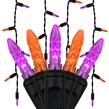70 M5 Purple, Orange Halloween LED Icicle Lights Black Wire