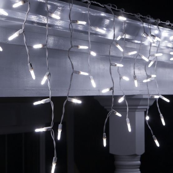 70 LED Icicle Lights, Cool White M5 Bulbs