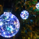 G95 RGB Color Change Suspended LEDimagine TM Globe String Lights, Commercial Black Wire